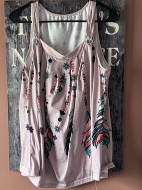 Feather Print Tank Top -